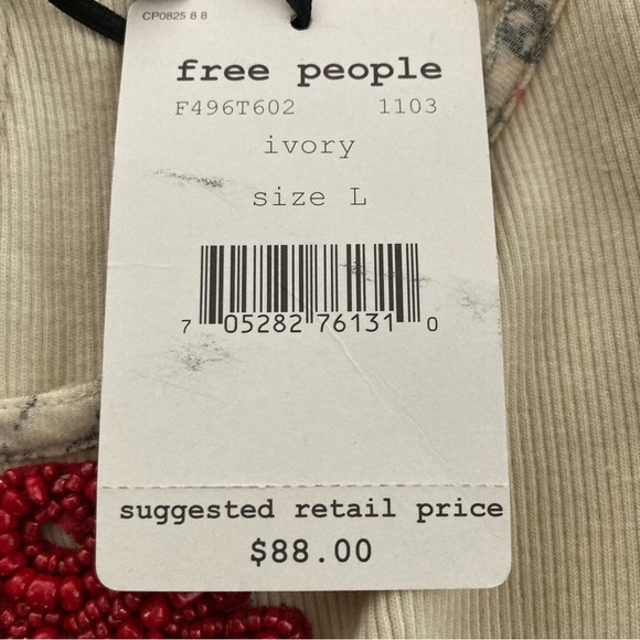 Free People Tibetan Garden Cami Babydoll Tank NWT Sz L Cream - Picture 8 of 9